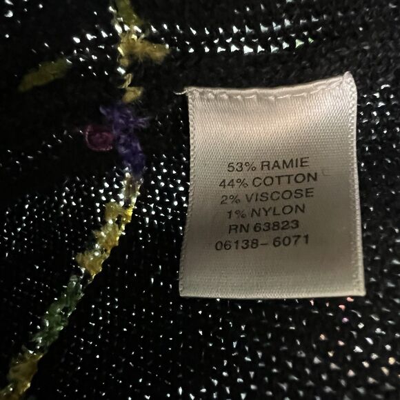 Vtg Christopher & Banks Black Zip Cardigan Sweater Multicolor Grid Knit Size M - Picture 8 of 8